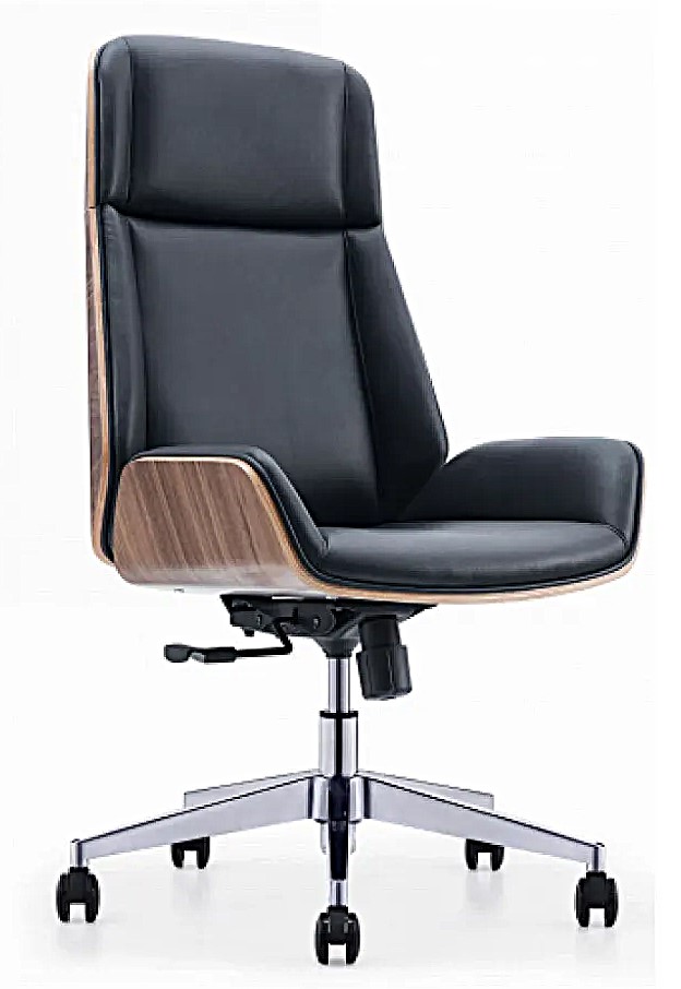 Ghế giám đốc ốp gỗ bọc da