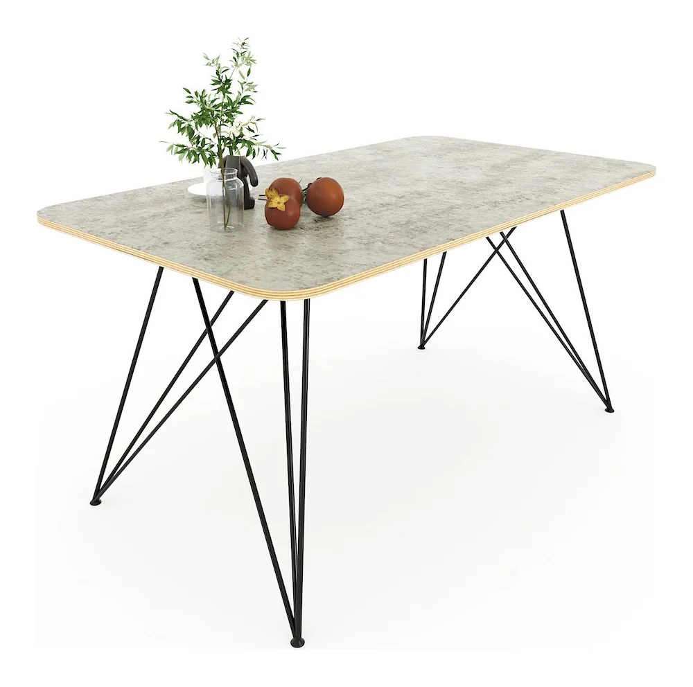 Tekkashop Bàn Ăn Chữ Nhật Chân Sắt Phi Thanh Mảnh 1400x800mm Gỗ Plywood Phủ Melamin