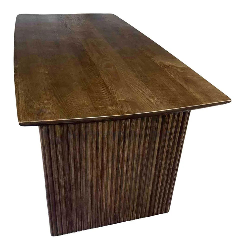 Tekkashop Bàn Ăn Chữ Nhật Hiện Đại Chân Gỗ Nan Sọc Gỗ Tần Bì Cao Cấp