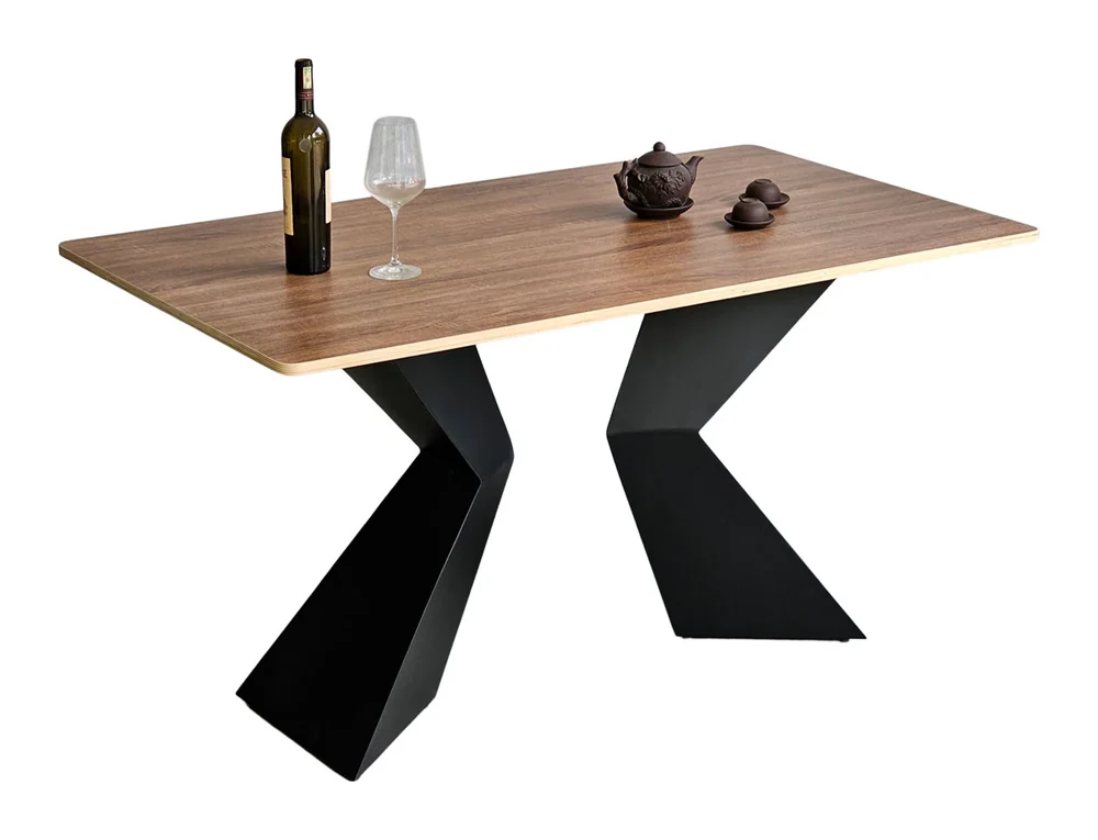 Tekkashop Bàn Ăn Chữ Nhật Hiện Đại Chân Sắt Cánh Bướm Mặt Gỗ Plywood Phủ Melamin