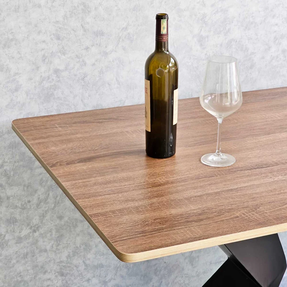 Tekkashop Bàn Ăn Chữ Nhật Hiện Đại Chân Sắt Cánh Bướm Mặt Gỗ Plywood Phủ Melamin