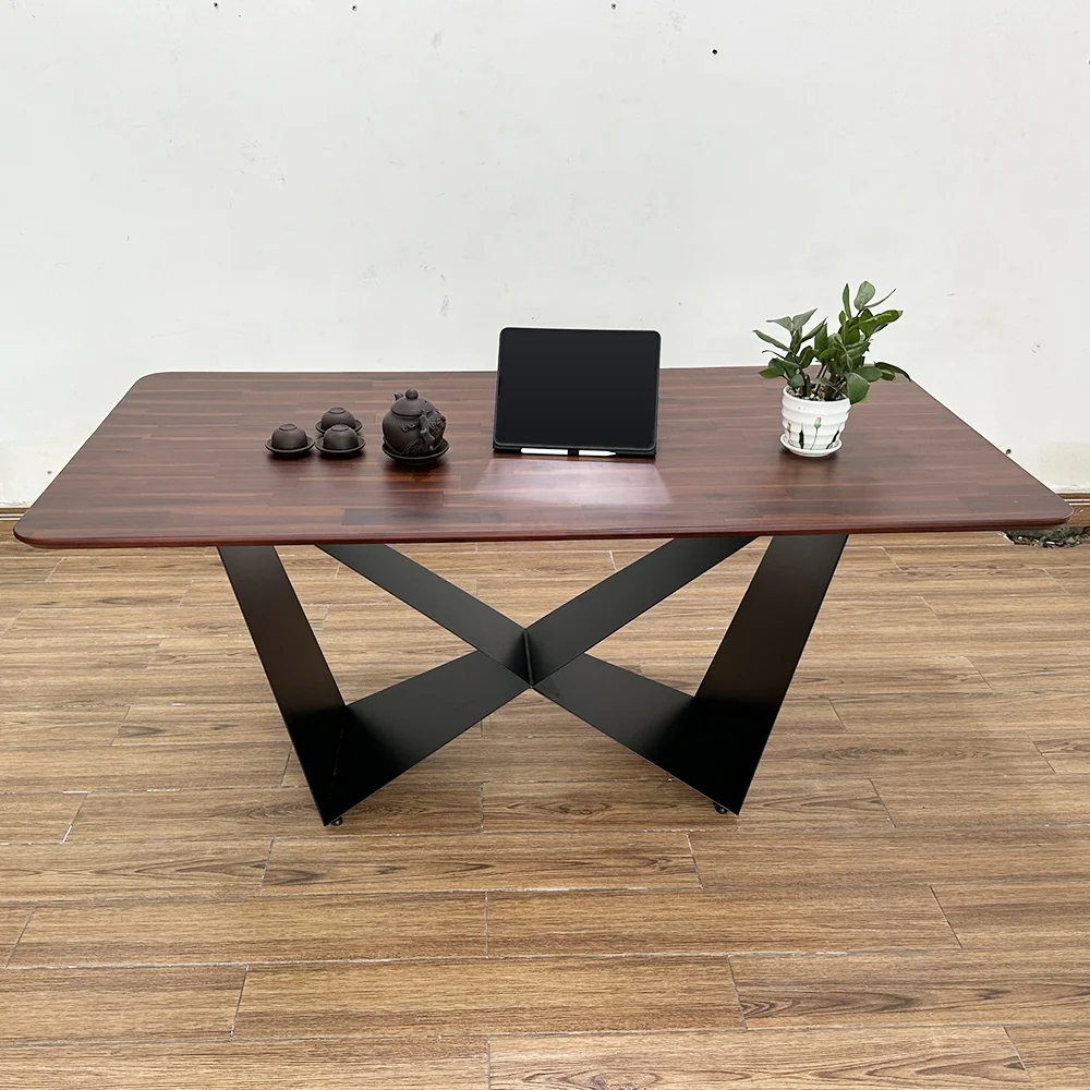 Tekkashop Bàn Ăn Chữ Nhật Hiện Đại Chân Sắt Cánh Bướm Mặt Gỗ Tràm