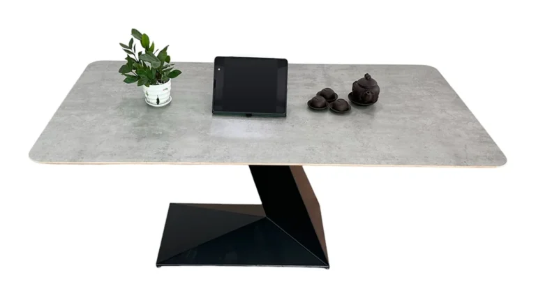 Tekkashop Bàn Ăn Chữ Nhật Hiện Đại Chân Sắt Chữ Z Mặt Gỗ Plywood Phủ Melamin