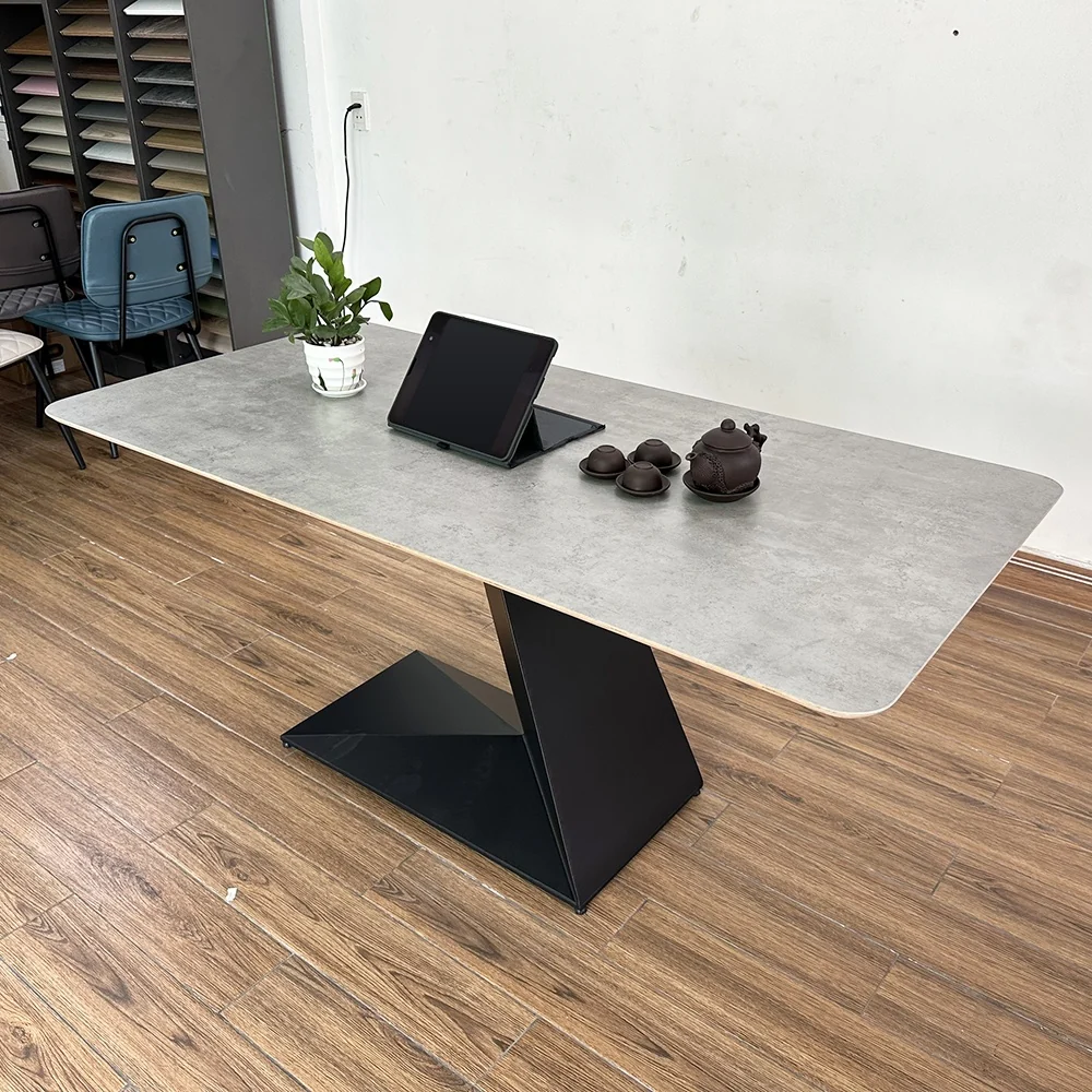 Tekkashop Bàn Ăn Chữ Nhật Hiện Đại Chân Sắt Chữ Z Mặt Gỗ Plywood Phủ Melamin