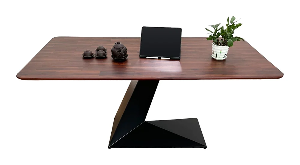 Tekkashop Bàn Ăn Chữ Nhật Hiện Đại Chân Sắt Chữ Z Mặt Gỗ Tràm