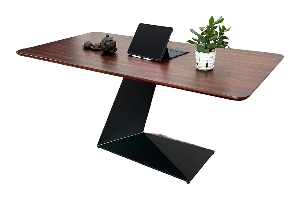 Tekkashop Bàn Ăn Chữ Nhật Hiện Đại Chân Sắt Chữ Z Mặt Gỗ Tràm