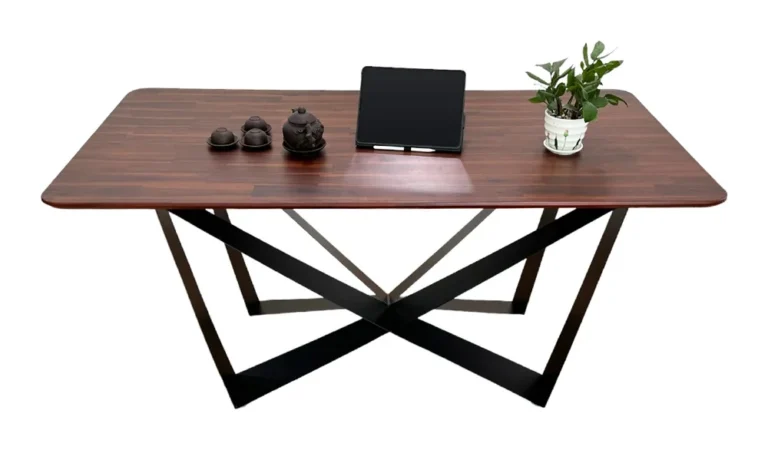 Tekkashop Bàn Ăn Chữ Nhật Hiện Đại Chân Sắt Hình Sao Mặt Gỗ Tràm