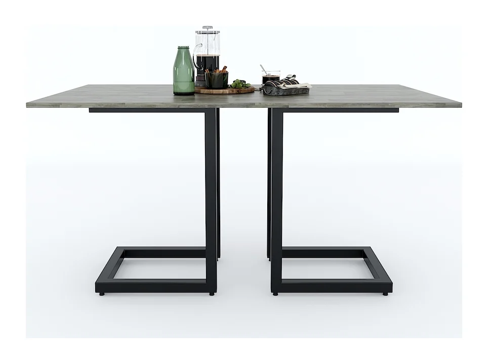 Tekkashop Bàn Ăn Chữ Nhật Hiện Đại Chân Sắt Vuông 1400x800mm Mặt Gỗ Cao Su
