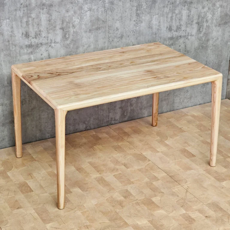 Tekkashop Bàn Ăn Chữ Nhật Tối Giản Góc Bo Tròn Chân Gỗ Tần Bì Tự Nhiên