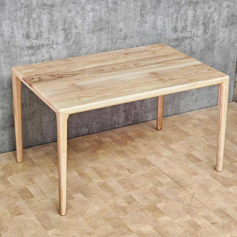 Tekkashop Bàn Ăn Chữ Nhật Tối Giản Góc Bo Tròn Chân Gỗ Tần Bì Tự Nhiên