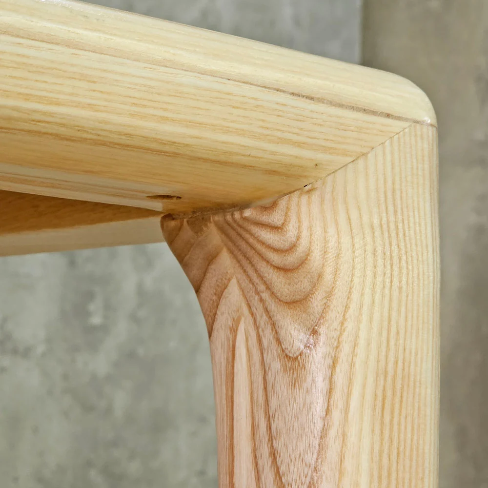 Tekkashop Bàn Ăn Chữ Nhật Tối Giản Góc Bo Tròn Chân Gỗ Tần Bì Tự Nhiên