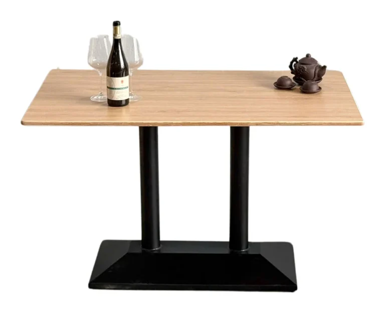 Tekkashop Bàn Cafe Chữ Nhật Chân Trụ Đôi Đế Sắt Gỗ Plywood Phủ Melamin