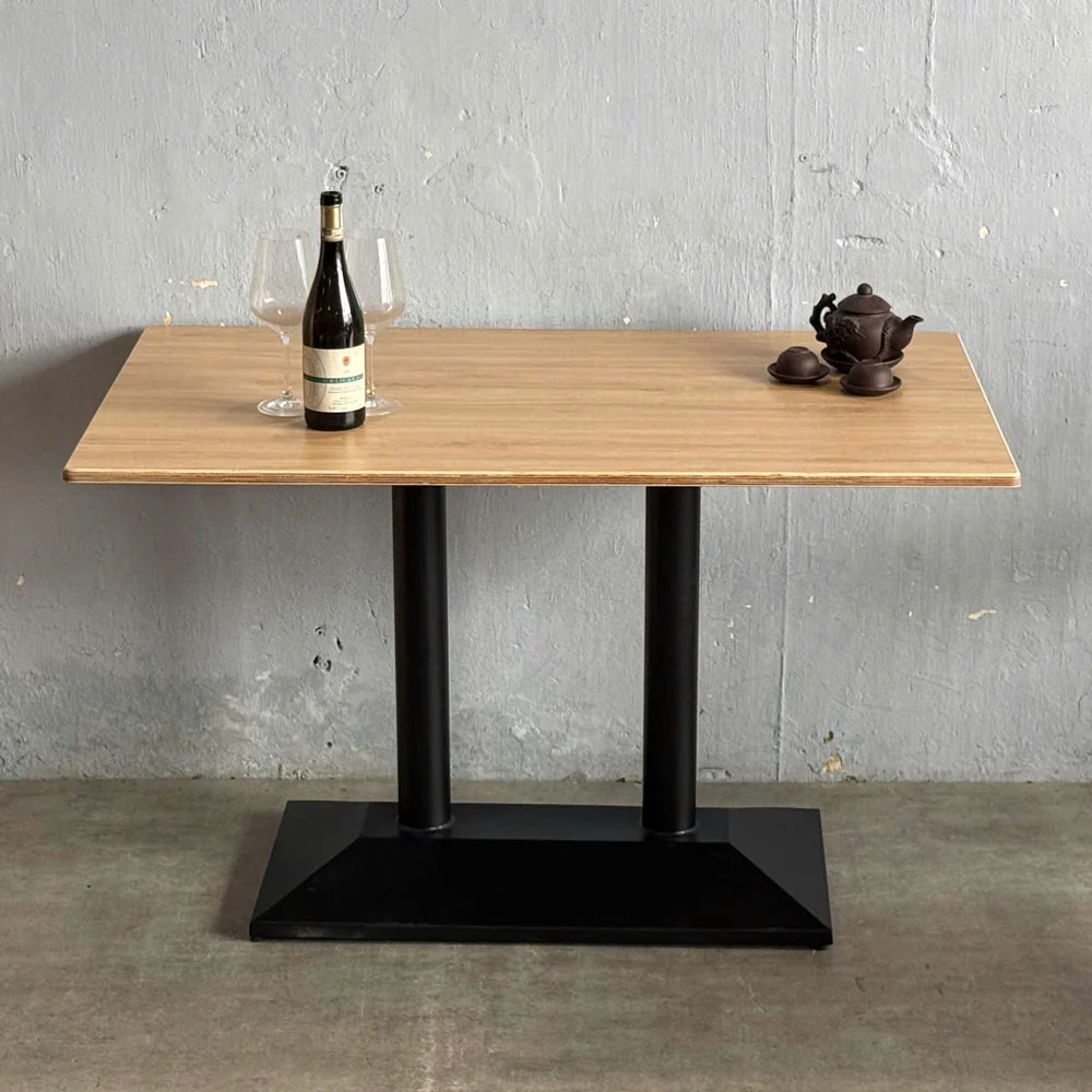 Tekkashop Bàn Cafe Chữ Nhật Chân Trụ Đôi Đế Sắt Gỗ Plywood Phủ Melamin