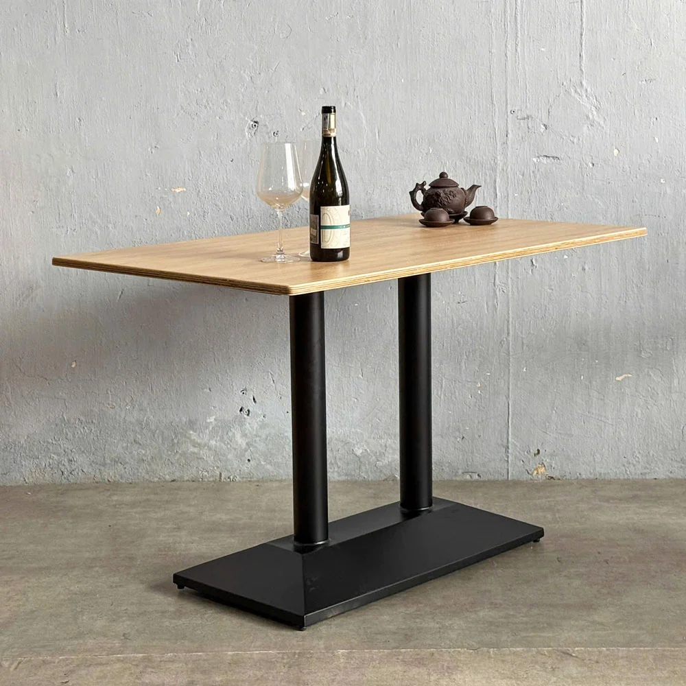 Tekkashop Bàn Cafe Chữ Nhật Chân Trụ Đôi Đế Sắt Gỗ Plywood Phủ Melamin