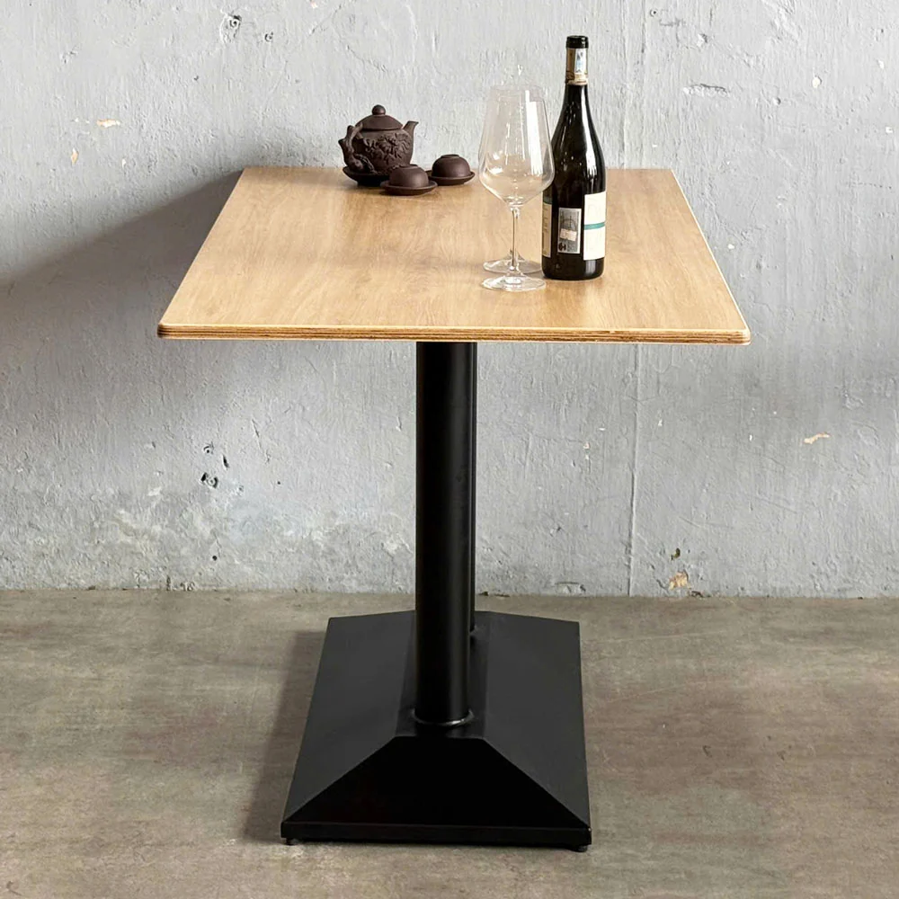 Tekkashop Bàn Cafe Chữ Nhật Chân Trụ Đôi Đế Sắt Gỗ Plywood Phủ Melamin