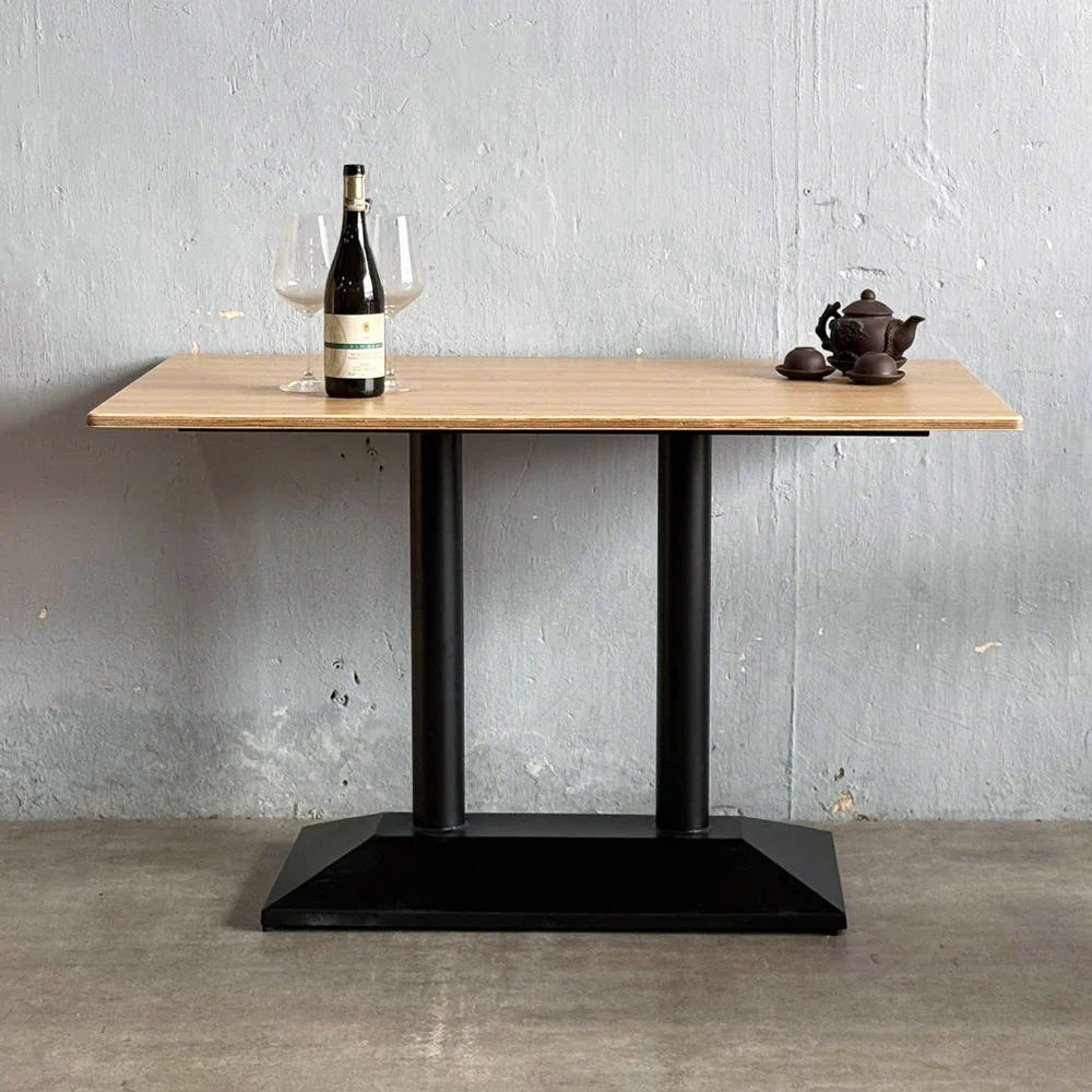 Tekkashop Bàn Cafe Chữ Nhật Chân Trụ Đôi Đế Sắt Gỗ Plywood Phủ Melamin