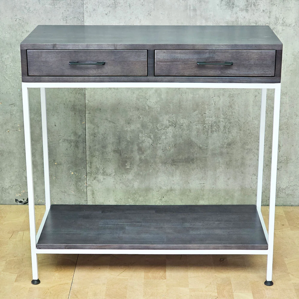 Tekkashop Bàn Console 2 Ngăn Kéo Kệ Dưới Khung Sắt Gỗ Cao Su
