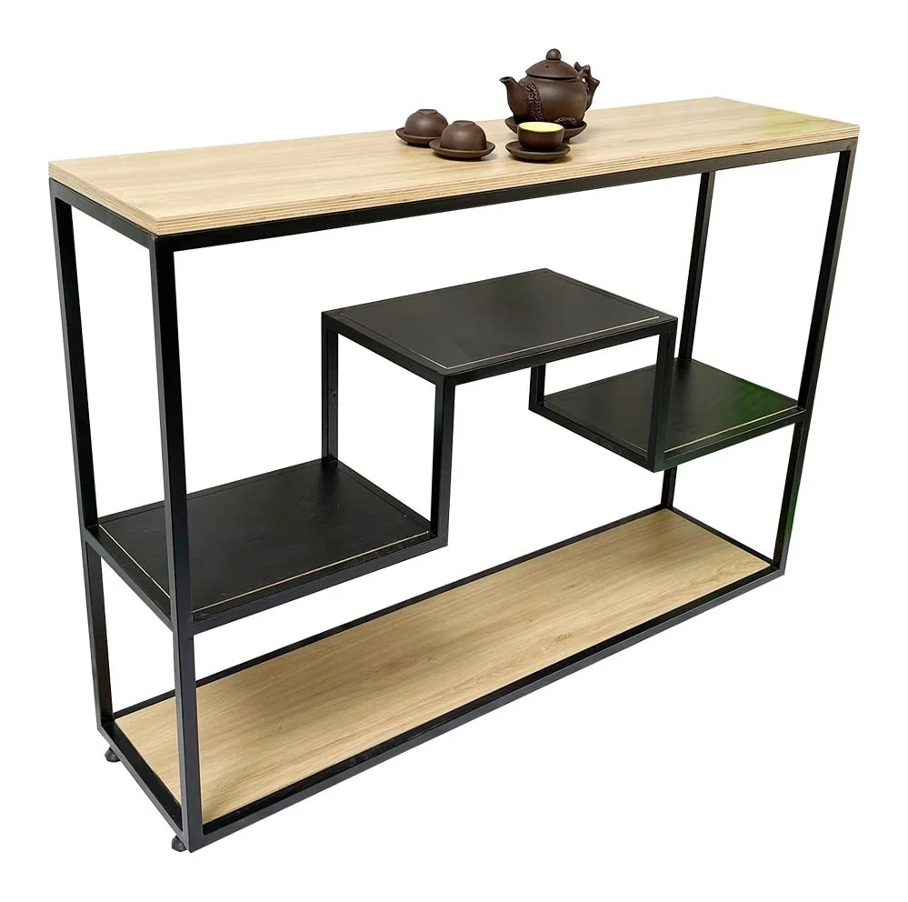Tekkashop Bàn Console Kệ Bậc So Le Khung Sắt Gỗ Plywood