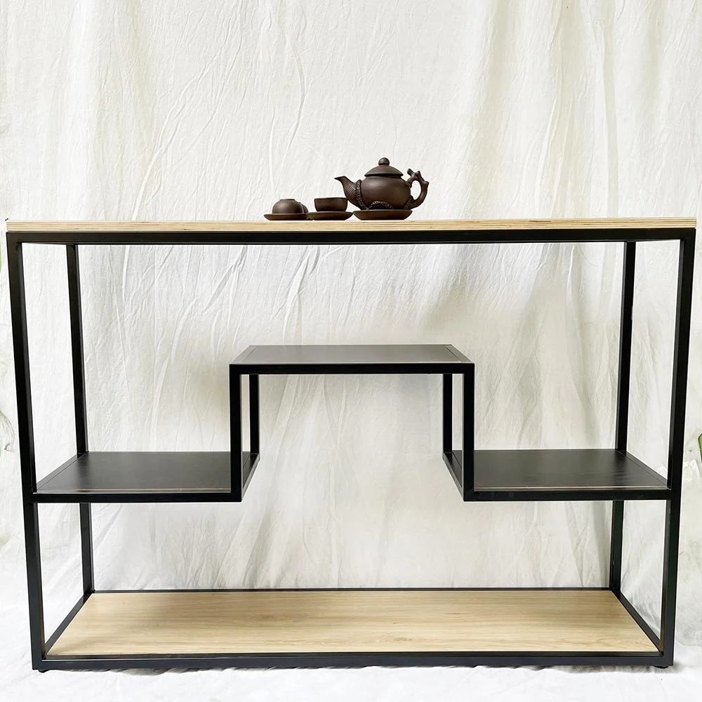 Tekkashop Bàn Console Kệ Bậc So Le Khung Sắt Gỗ Plywood