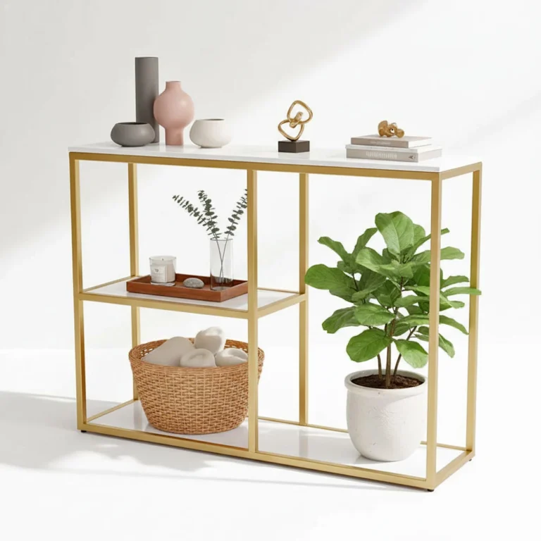 Tekkashop Bàn Console Kệ Đa Tầng Mặt Đá Khung Sắt