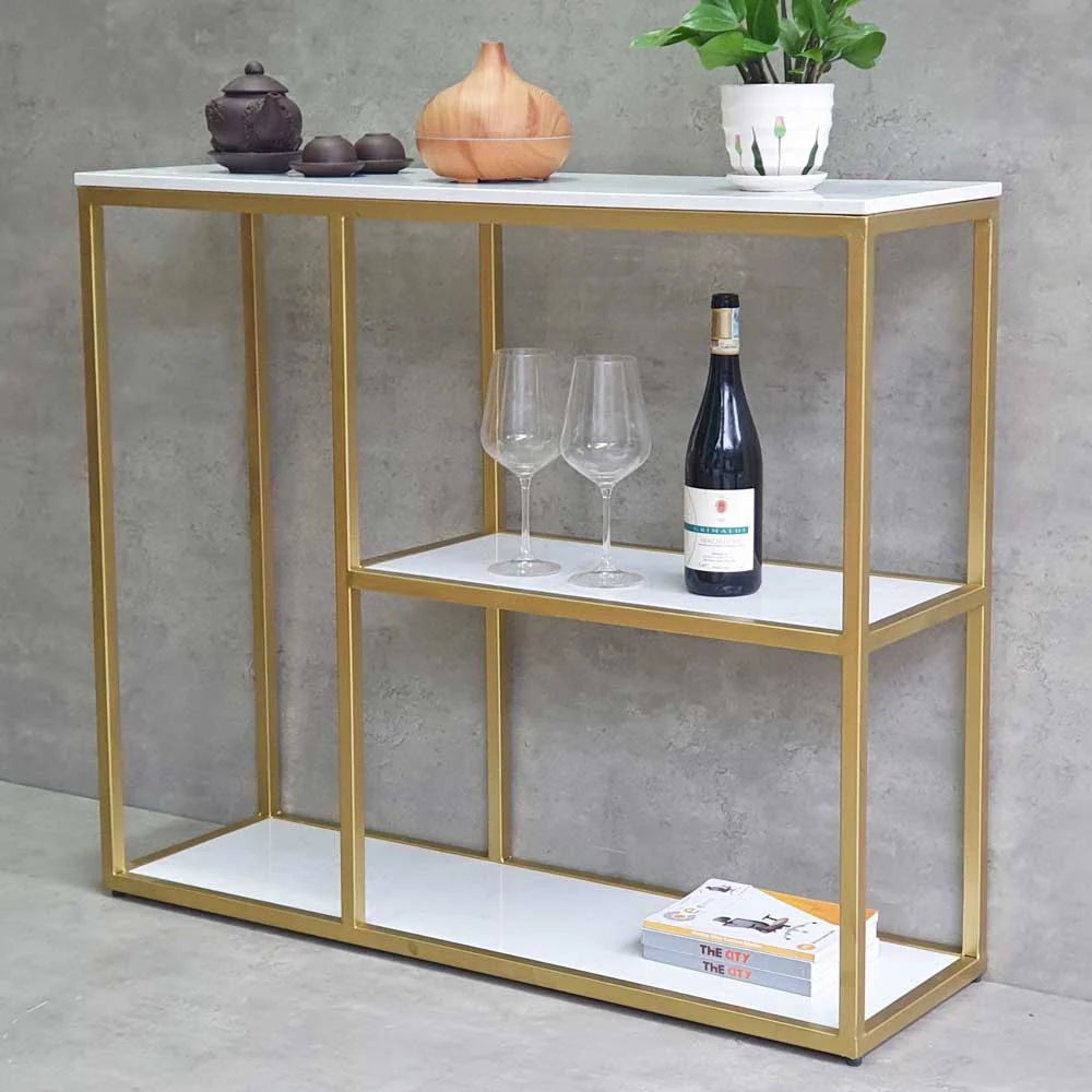 Tekkashop Bàn Console Kệ Đa Tầng Mặt Đá Khung Sắt