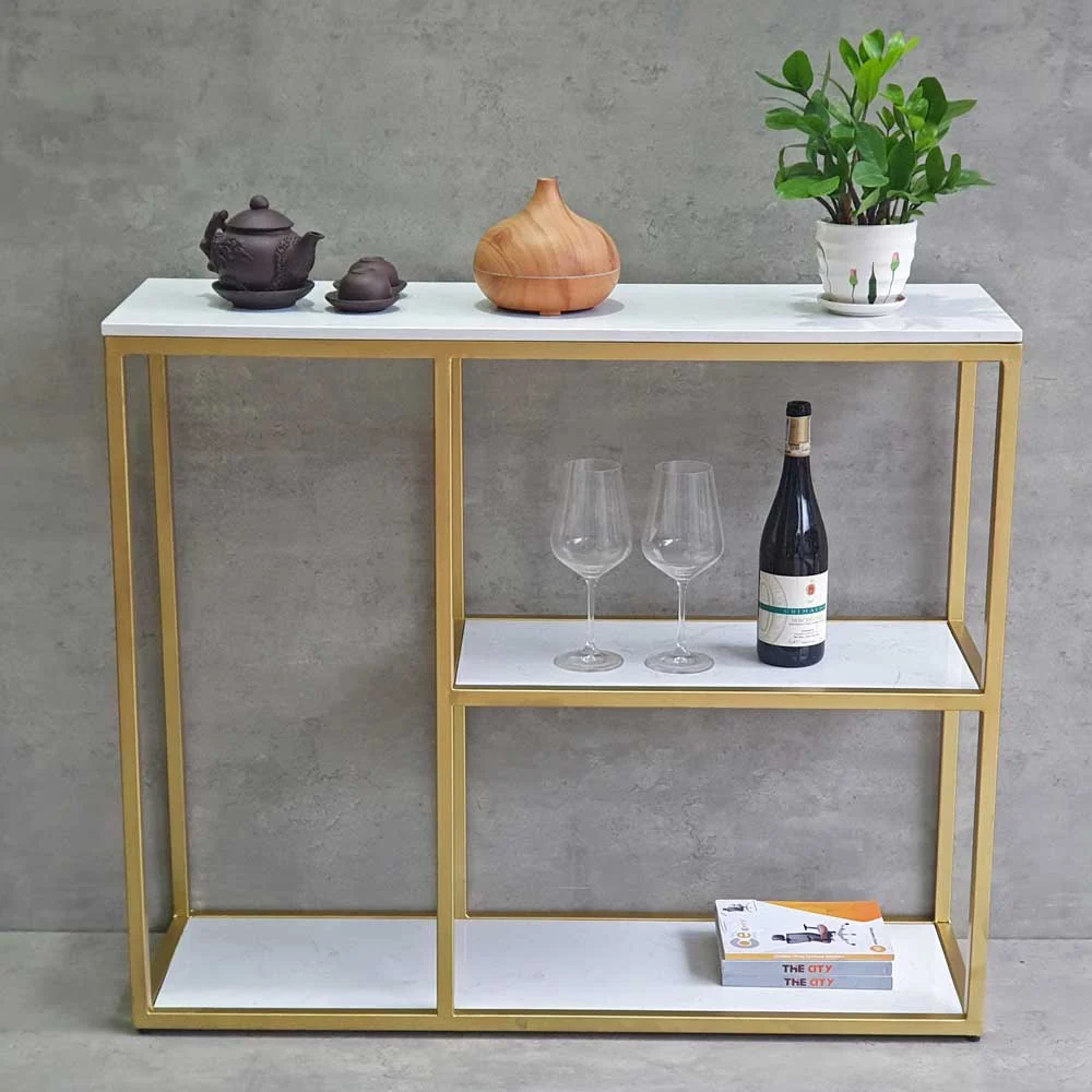 Tekkashop Bàn Console Kệ Đa Tầng Mặt Đá Khung Sắt
