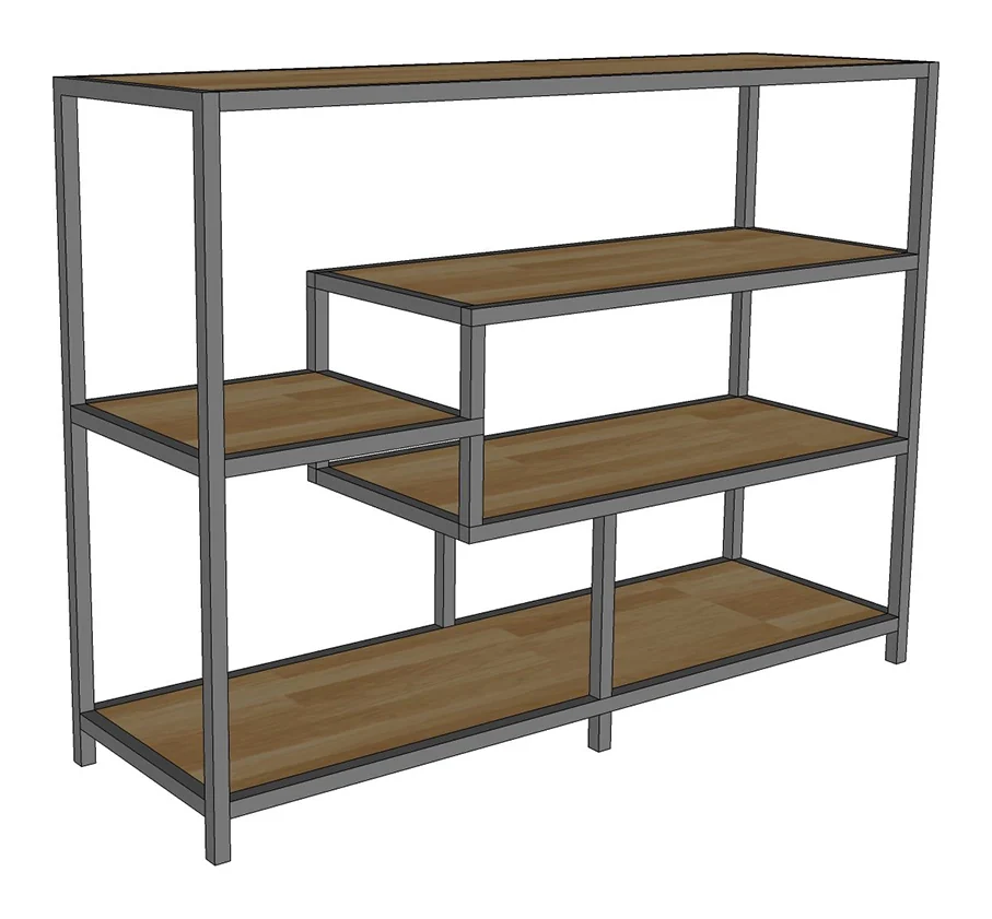 Tekkashop Bàn Console Kệ Ô Lệch Tầng Khung Sắt Gỗ Cao Su