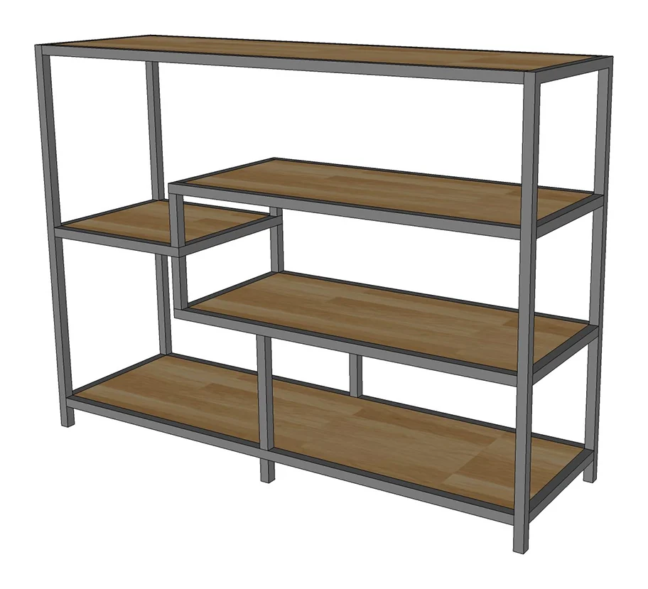Tekkashop Bàn Console Kệ Ô Lệch Tầng Khung Sắt Gỗ Cao Su