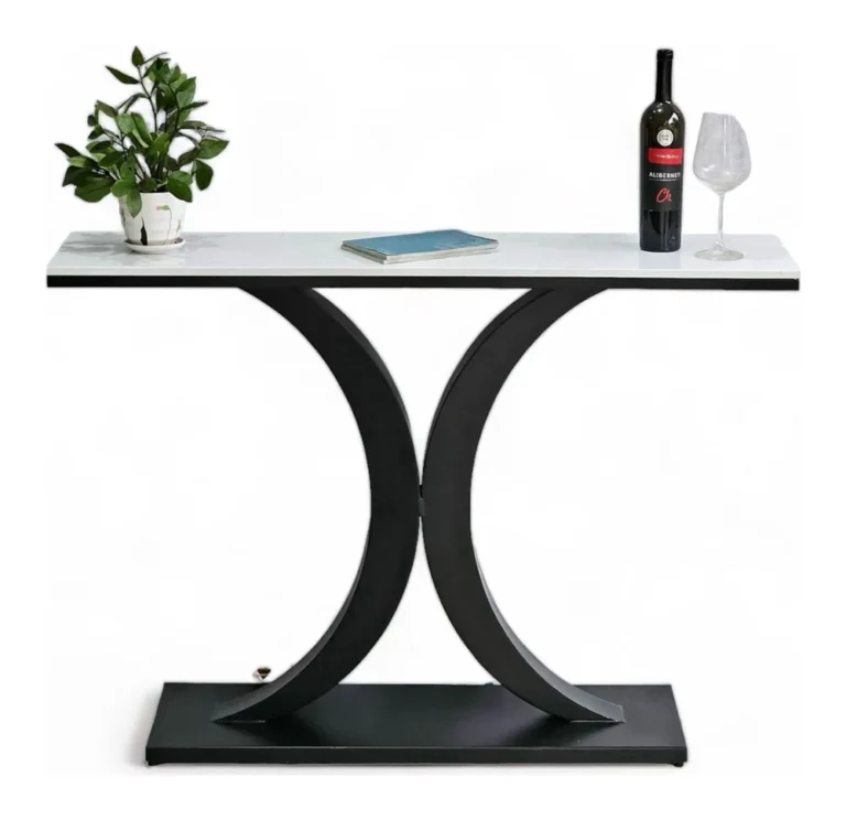 Tekkashop Bàn Console Mặt Đá Chân Sắt Cong Đối Xứng