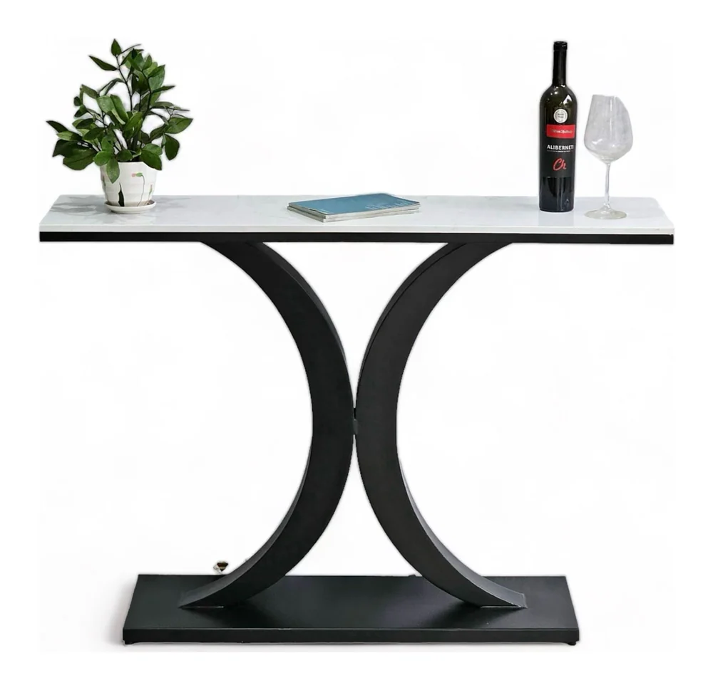 Tekkashop Bàn Console Mặt Đá Chân Sắt Cong Đối Xứng