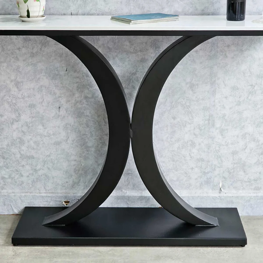Tekkashop Bàn Console Mặt Đá Chân Sắt Cong Đối Xứng
