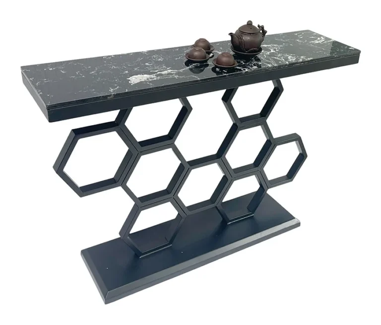 Tekkashop Bàn Console Mặt Đá Chân Sắt Tổ Ong Đế Bản