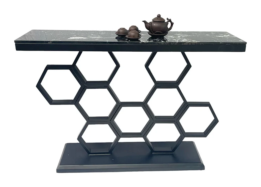 Tekkashop Bàn Console Mặt Đá Chân Sắt Tổ Ong Đế Bản