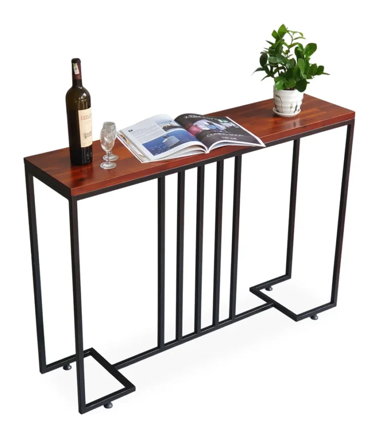 Tekkashop Bàn Console Mặt Gỗ Tràm Khung Sắt Song Đứng