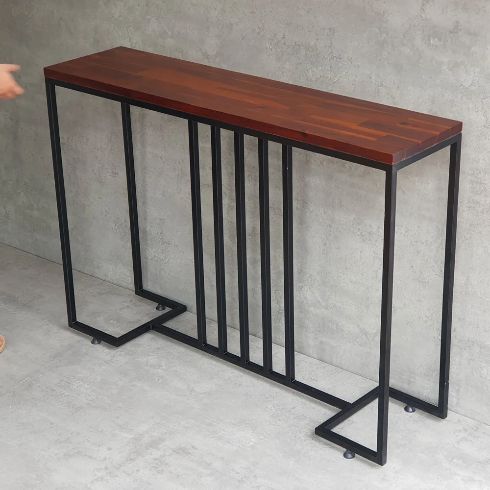 Tekkashop Bàn Console Mặt Gỗ Tràm Khung Sắt Song Đứng