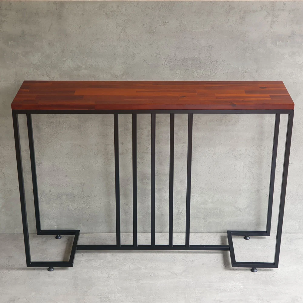 Tekkashop Bàn Console Mặt Gỗ Tràm Khung Sắt Song Đứng