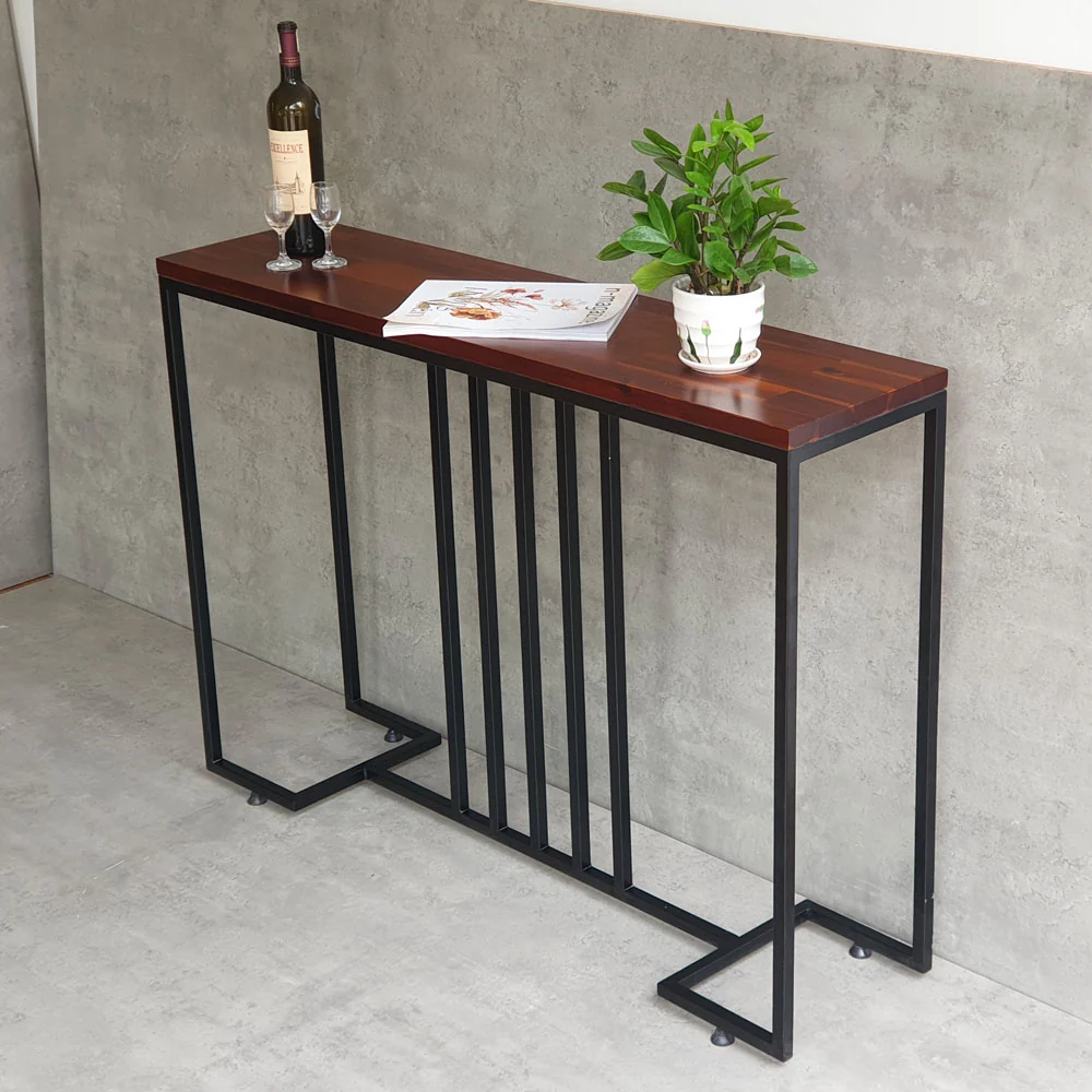 Tekkashop Bàn Console Mặt Gỗ Tràm Khung Sắt Song Đứng