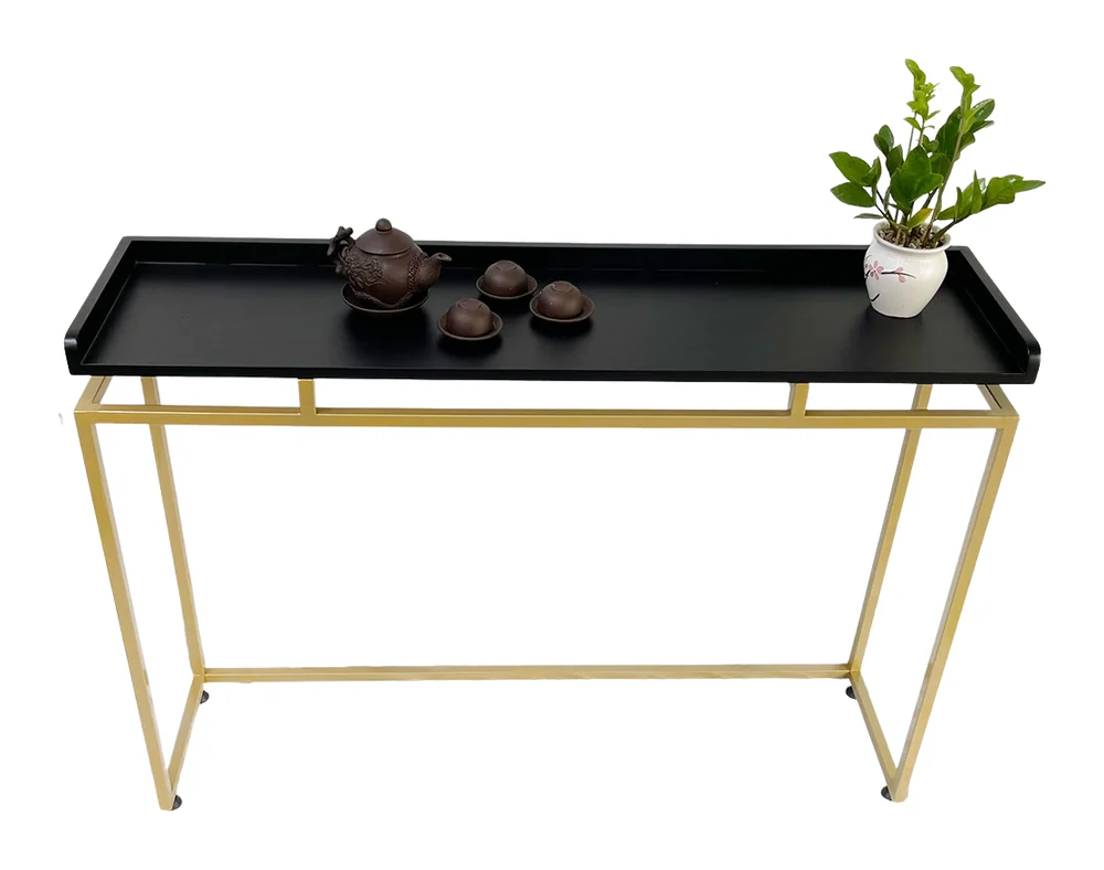 Tekkashop Bàn Console Mặt Khay Gỗ Có Gờ Khung Sắt Thanh Mảnh