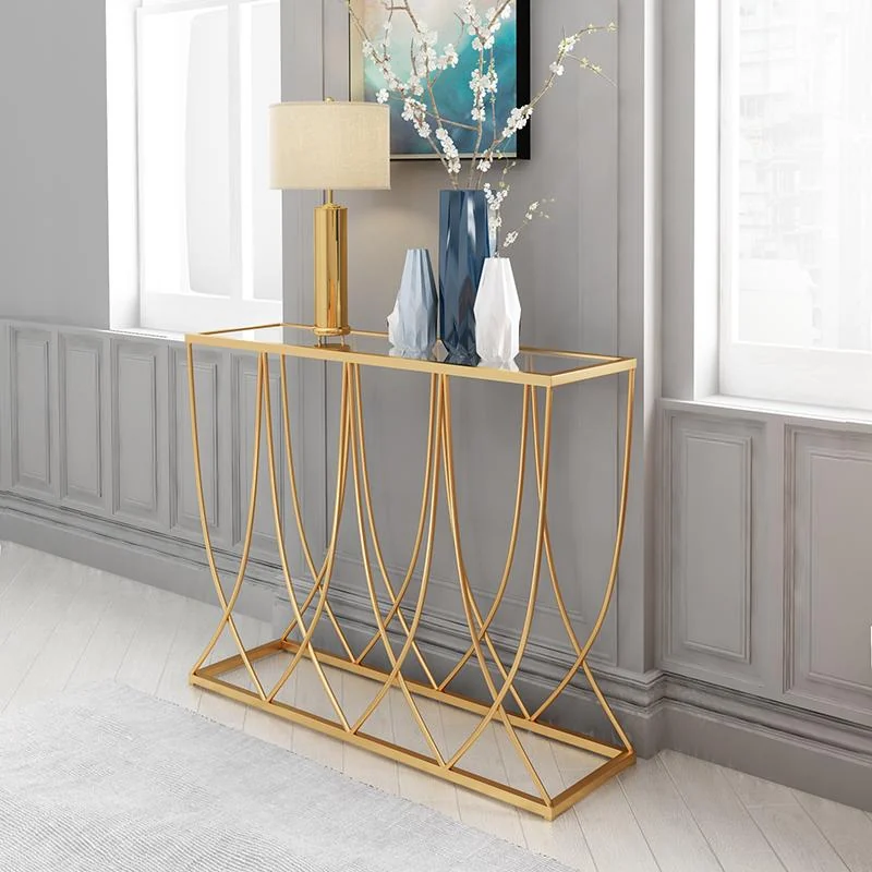 Tekkashop Bàn Console Mặt Kính Khung Sắt Vòm Cong Đan Xen