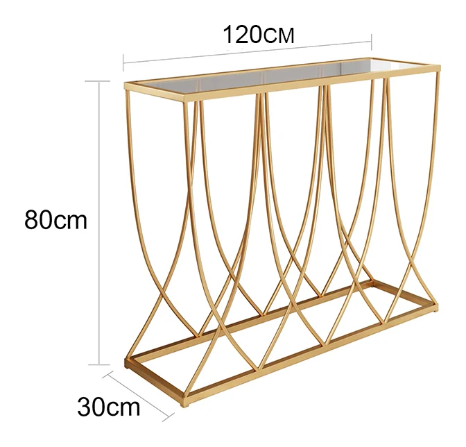 Tekkashop Bàn Console Mặt Kính Khung Sắt Vòm Cong Đan Xen