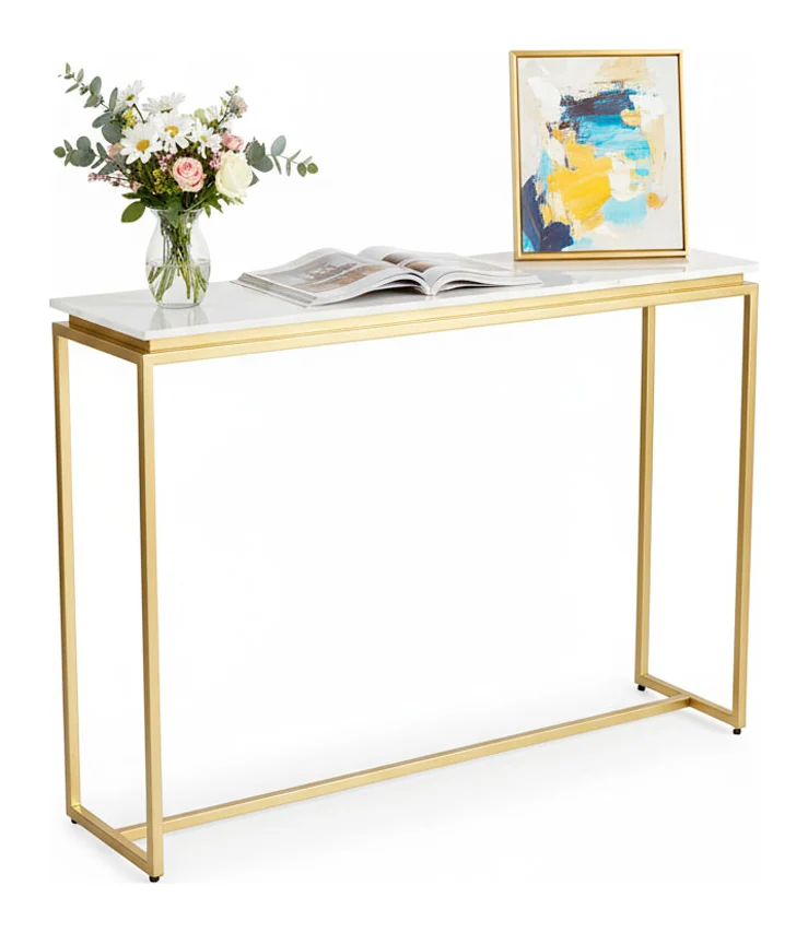 Tekkashop Bàn Console Tối Giản Mặt Đá Khung Sắt Thanh Mảnh