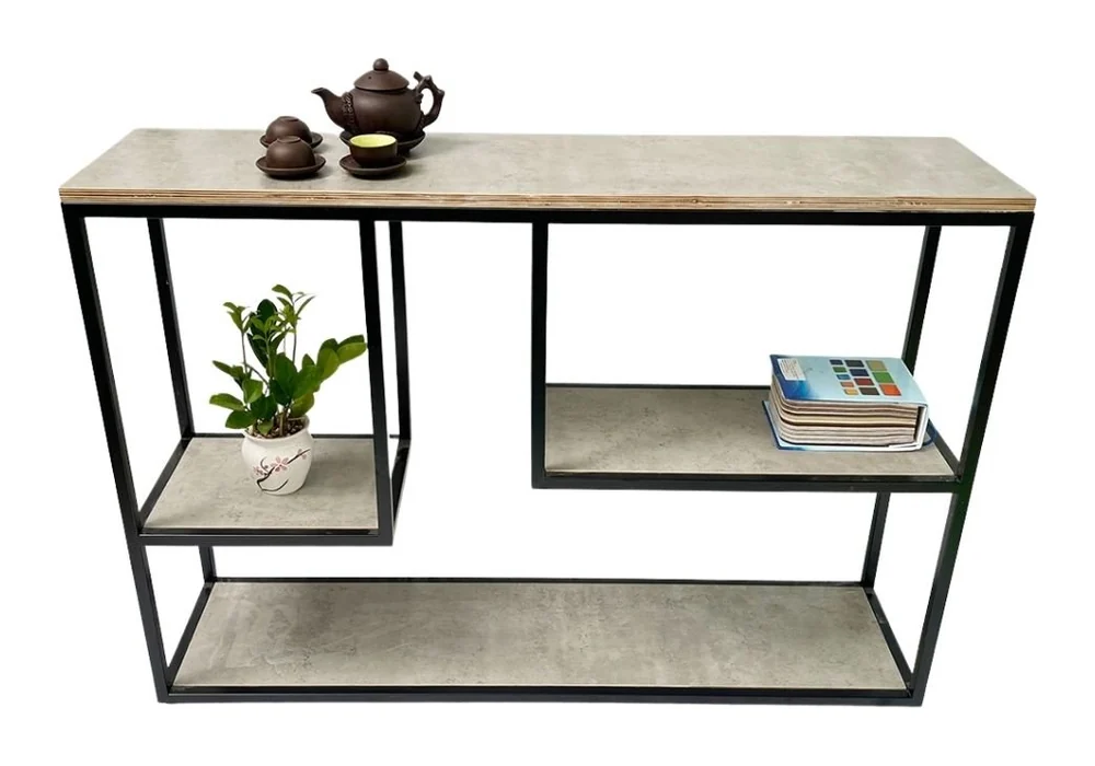 Tekkashop Bàn Console Trang Trí Ô Kệ So Le Khung Sắt Gỗ Plywood