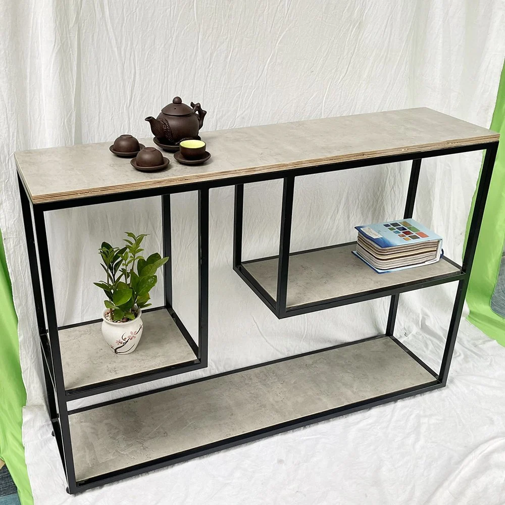 Tekkashop Bàn Console Trang Trí Ô Kệ So Le Khung Sắt Gỗ Plywood