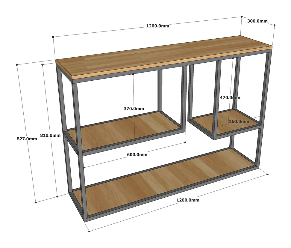 Tekkashop Bàn Console Trang Trí Ô Kệ So Le Khung Sắt Gỗ Plywood