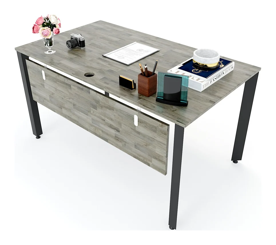 Tekkashop Bàn Làm Việc Hiện Đại Chân Sắt Tam Giác 1400x800mm Mặt Gỗ Cao Su