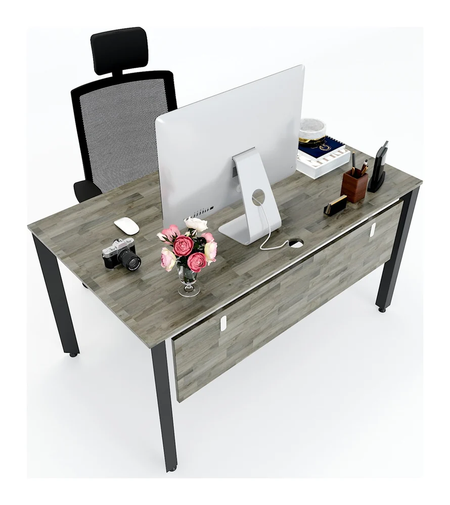 Tekkashop Bàn Làm Việc Hiện Đại Chân Sắt Tam Giác 1400x800mm Mặt Gỗ Cao Su