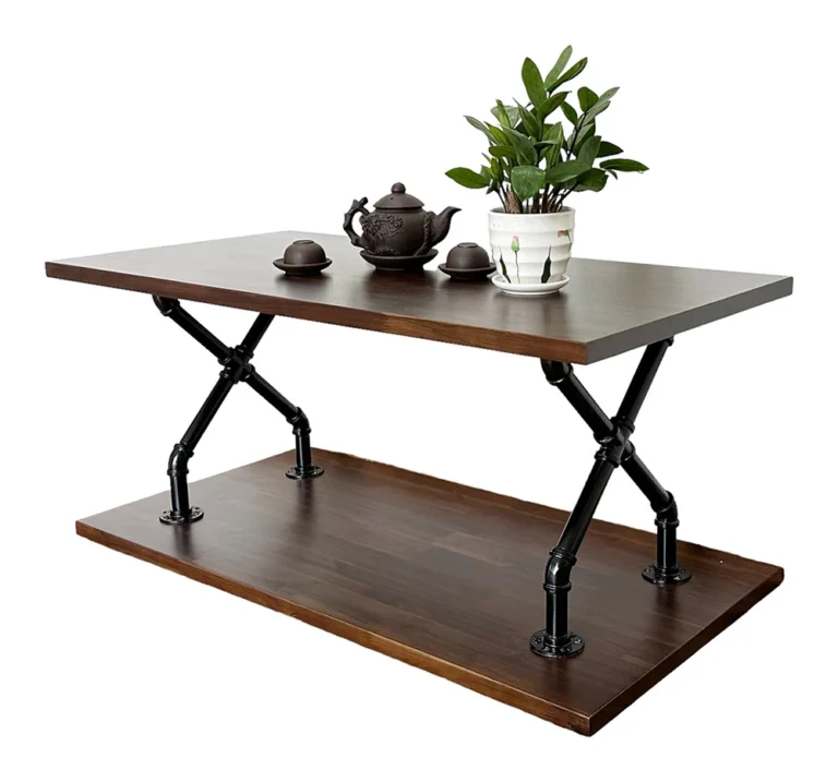 Tekkashop Bàn Sofa 2 Tầng Chân Ống Nước Gỗ Tràm