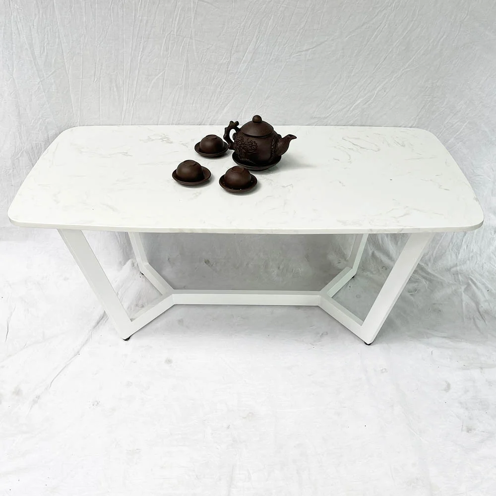 Tekkashop Bàn Sofa Chữ Nhật Mặt Đá Chân Sắt Hình Thang