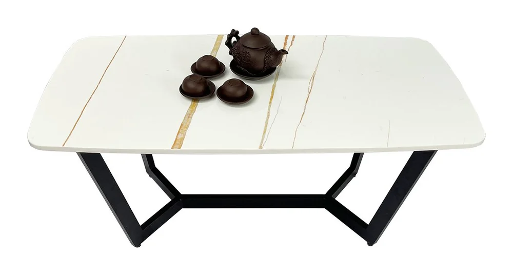 Tekkashop Bàn Sofa Chữ Nhật Mặt Đá Chân Sắt Hình Thang