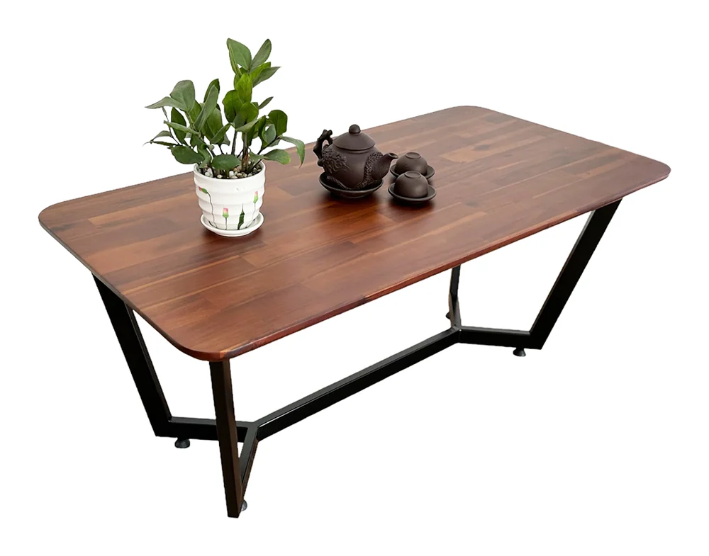 Tekkashop Bàn Sofa Chữ Nhật Mặt Gỗ Tràm Chân Sắt Hình Thang
